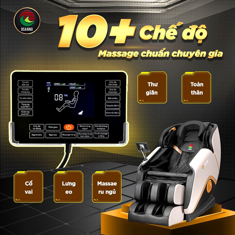 Các ghế massage có khoảng 10 chế độ xoa bóp phổ biến