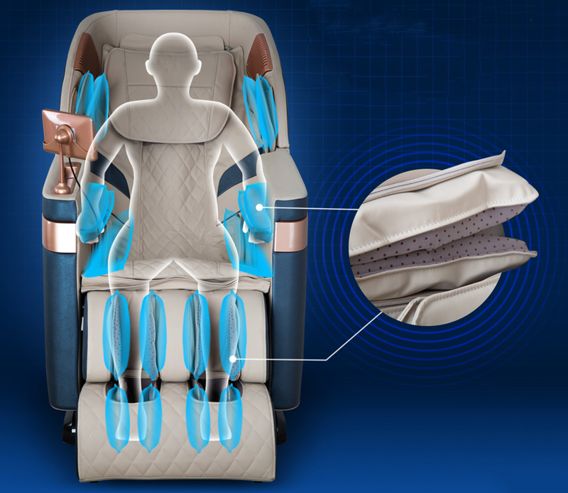 Túi khí ghế massage là những túi chứa khí được tích hợp bên dưới lớp da bọc của ghế