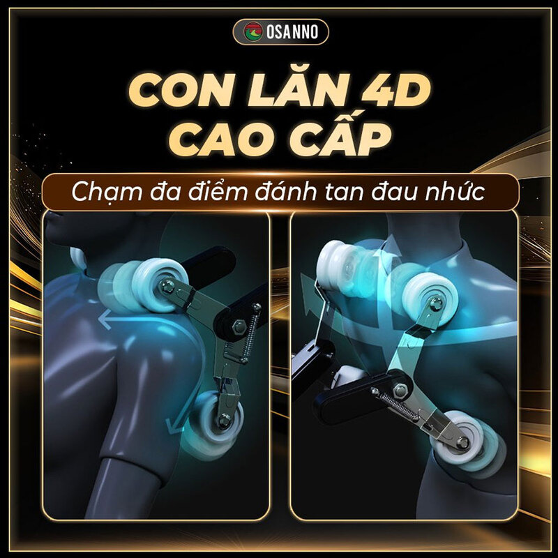 Con lăn 4D cao cấp cấu tạo trong ghế massage