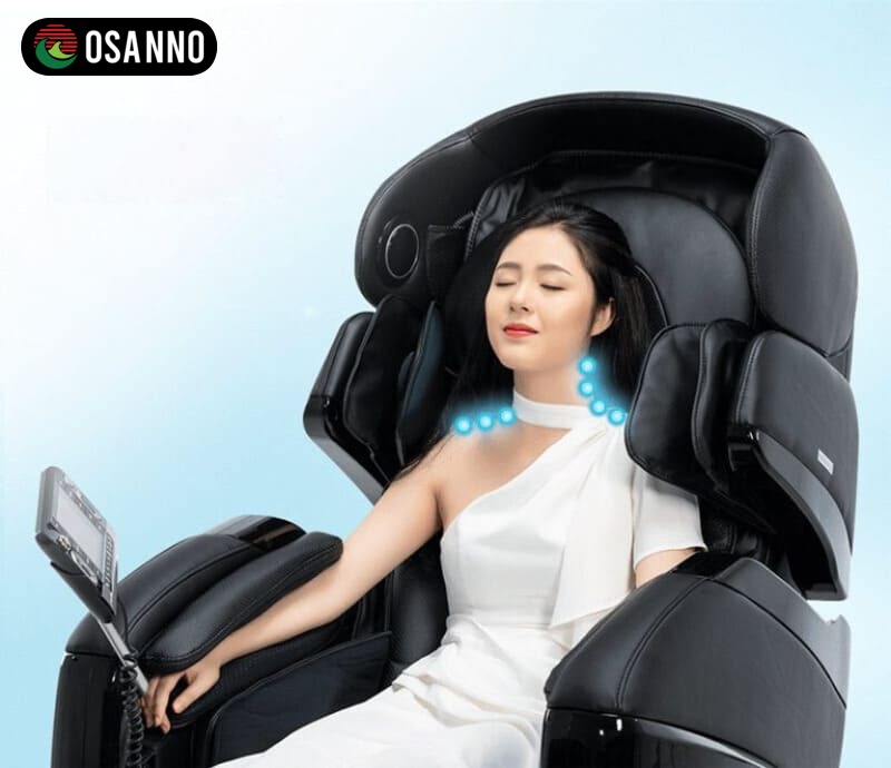 Ghế massage kết hợp âm nhạc và nhiệt hồng ngoại giúp thư giãn sâu và cải thiện giấc ngủ