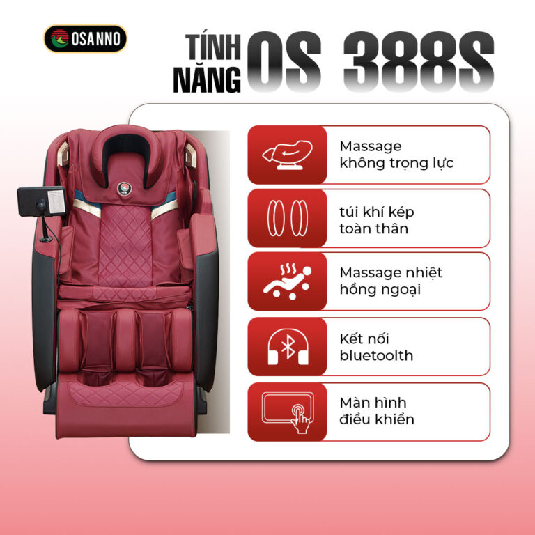Ghế OS‑388s gọn gàng, massage toàn thân hiệu quả