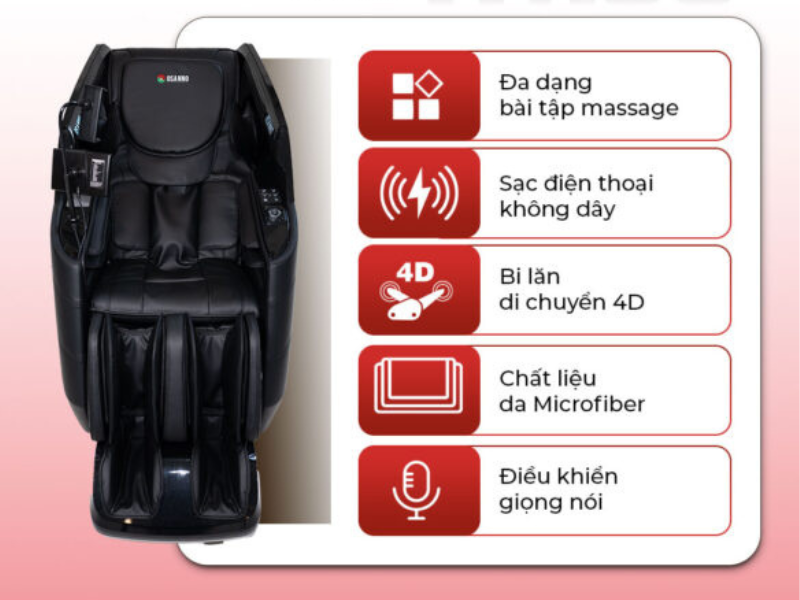 Ghế IYASU OSANNO massage 4D, kéo giãn cột sống và giảm đau lưng