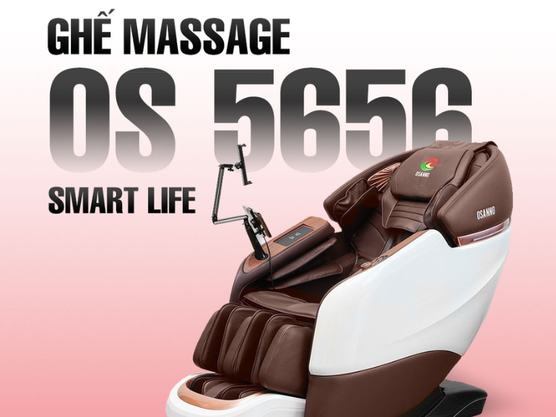 Ghế massage Osanno OS-5656 màu nâu trắng với thiết kế sang trọng