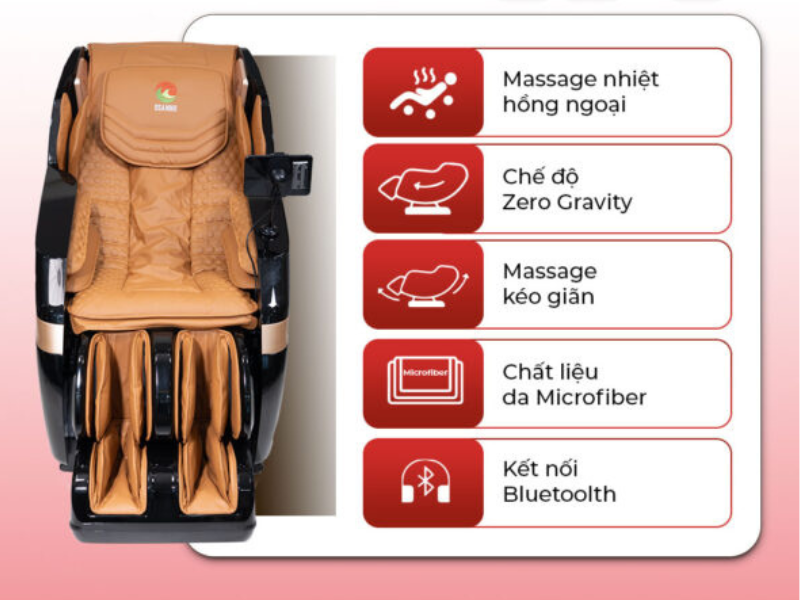 Ghế OS-5 massage toàn thân 3D, túi khí đa vùng và thư giãn tối đa