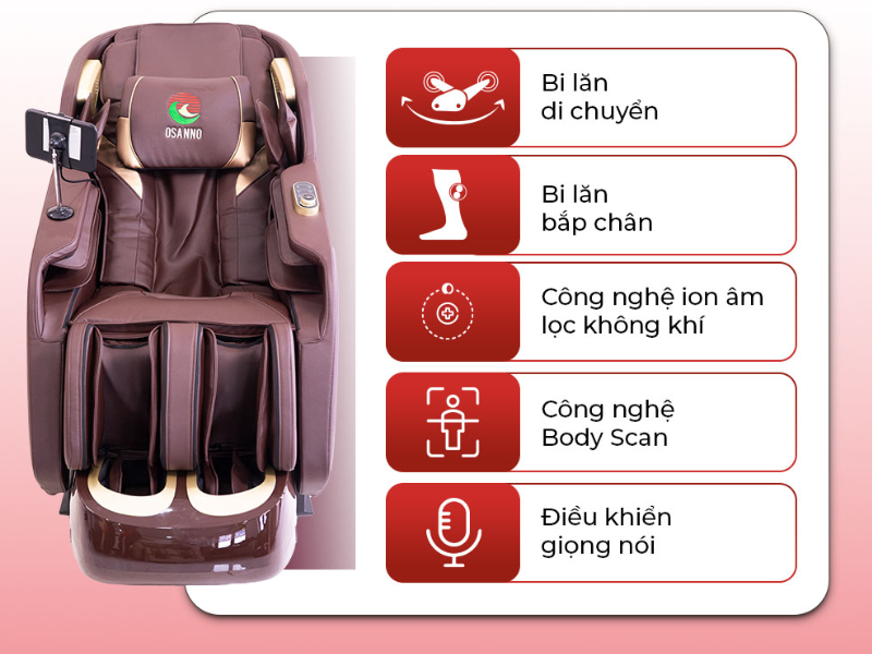 Ghế OS-828 với con lăn 4D, túi khí toàn thân, trải nghiệm thư giãn như spa