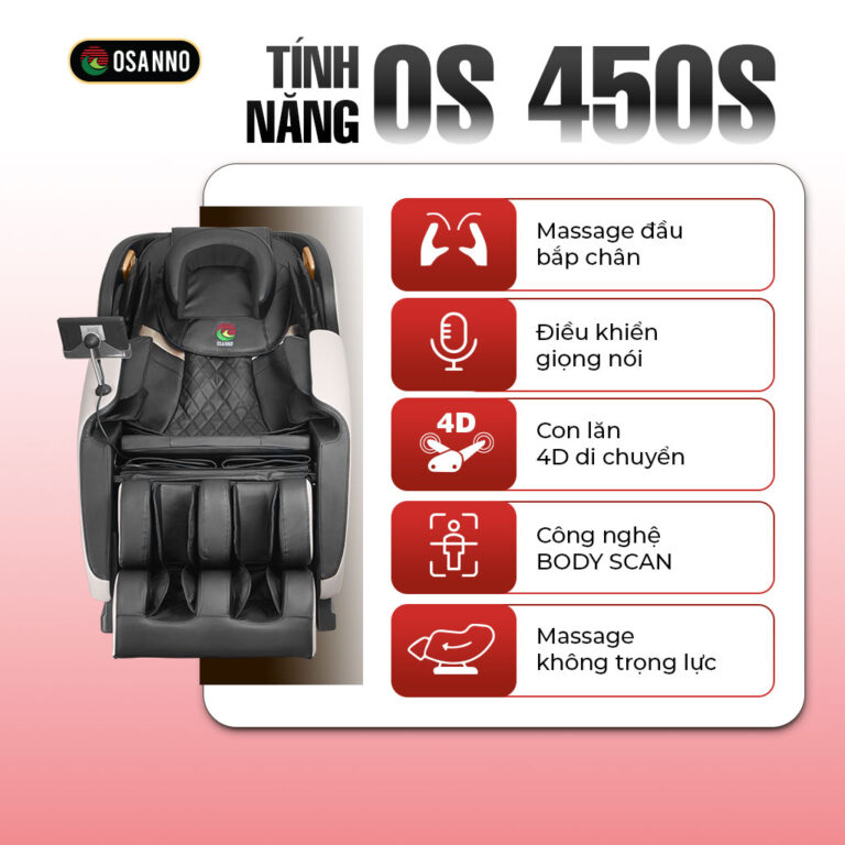 Ghế OS‑450s gọn gàng, massage toàn thân hiệu quả