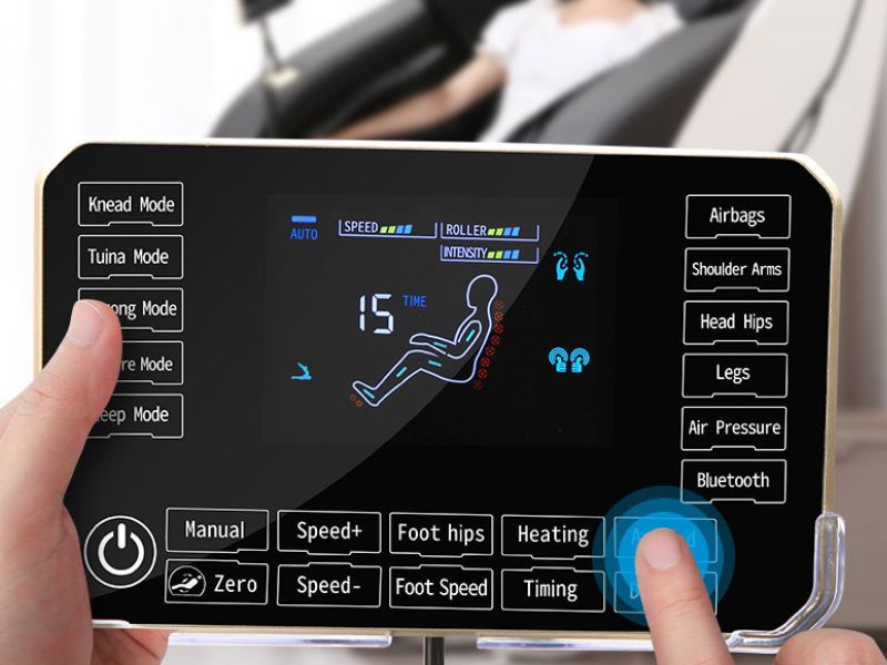 Nút điều chỉnh tư thế và vị trí cơ thể khi sử dụng ghế massage